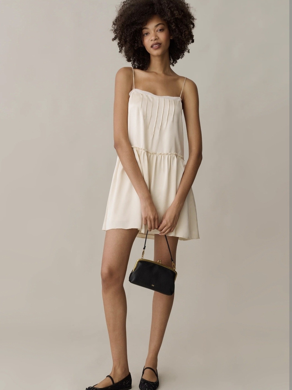 Few Moda Sorella, Devika Silk Pleated Bodice Cream Mini Dress